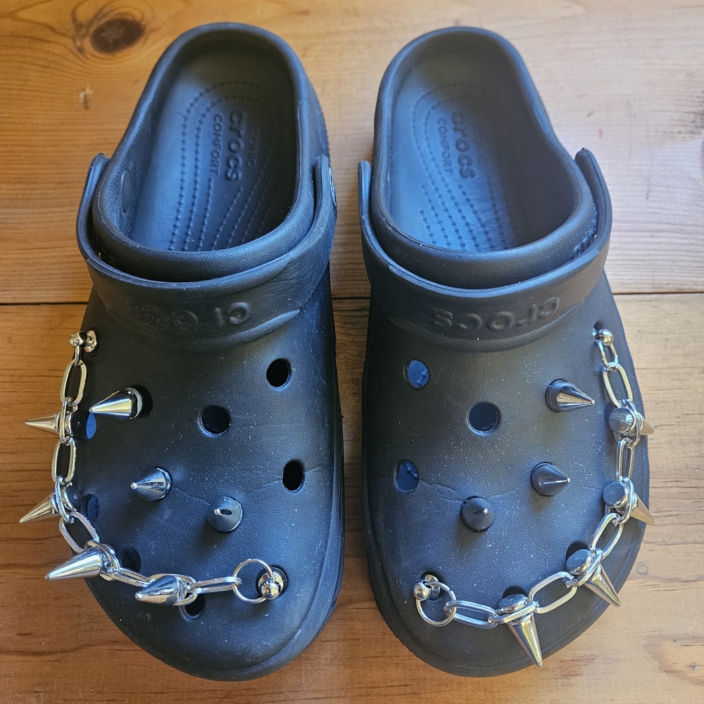 Crocs Kids Black Spiked Clogs